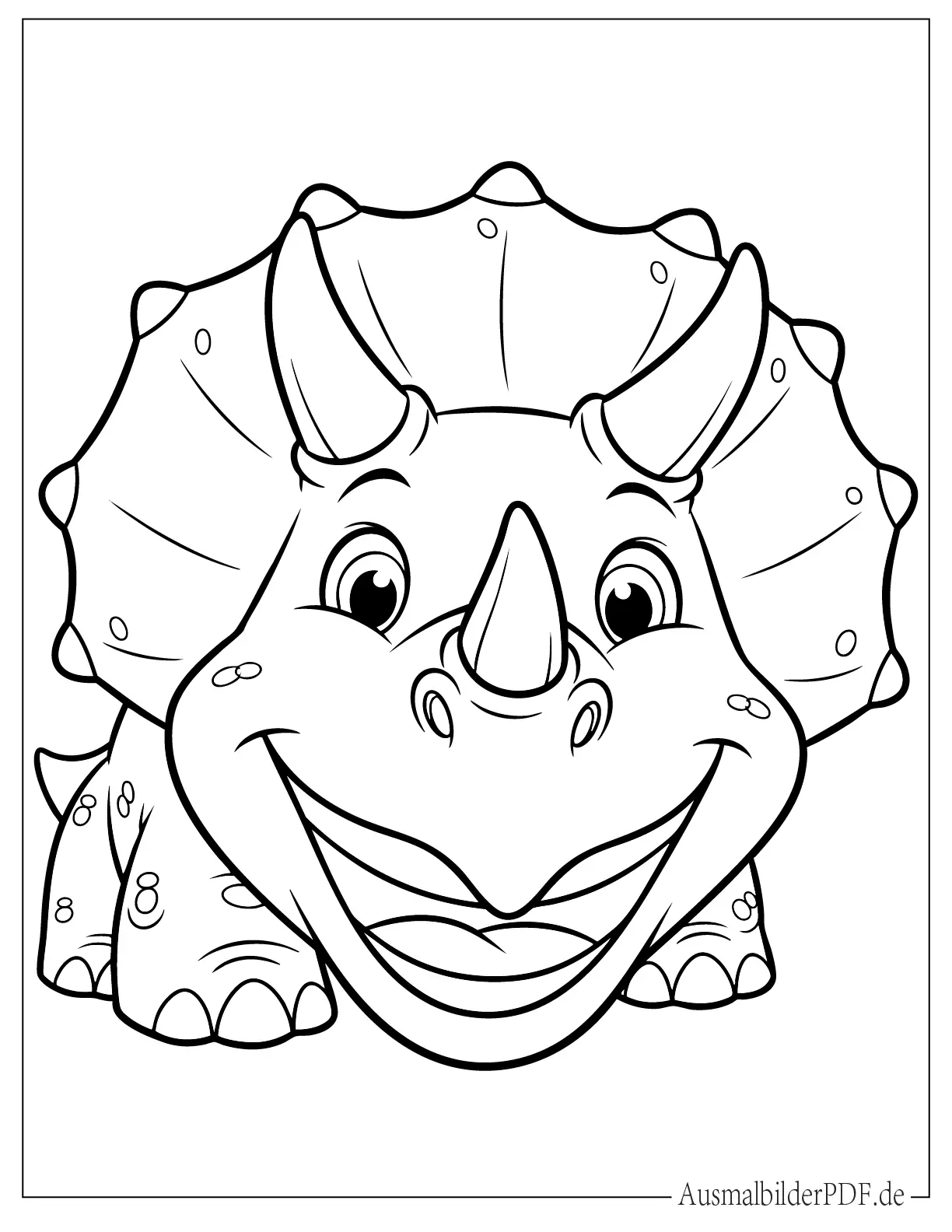 Lustiger Cartoon Triceratops Malvorlage für Kinder