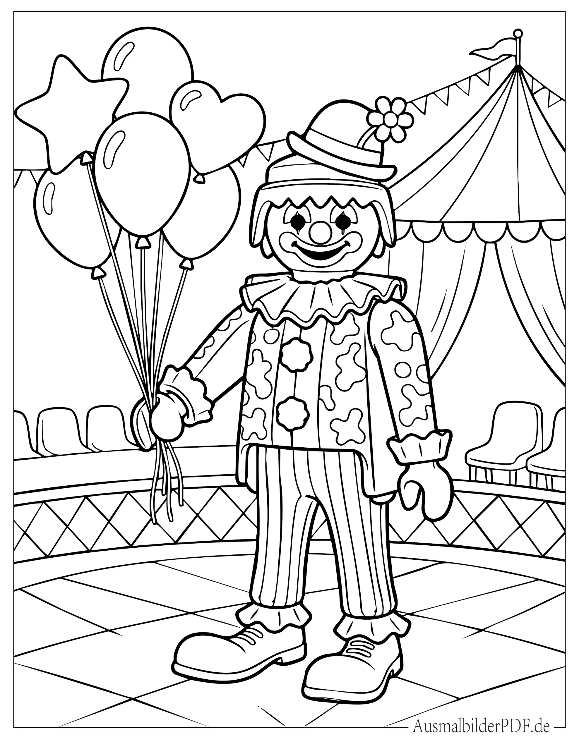 Lustiger Playmobil Clown mit Luftballons Malvorlage