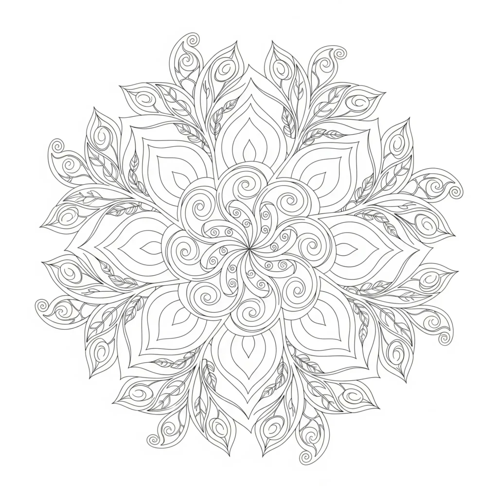 30+ Blumen Ausmalbilder (Gratis Malvorlage zum Ausdrucken) Ausmalbild einer Mandala Blume als PDF zum Ausdrucken für Erwachsene und Kinder, ideal zur Entspannung
