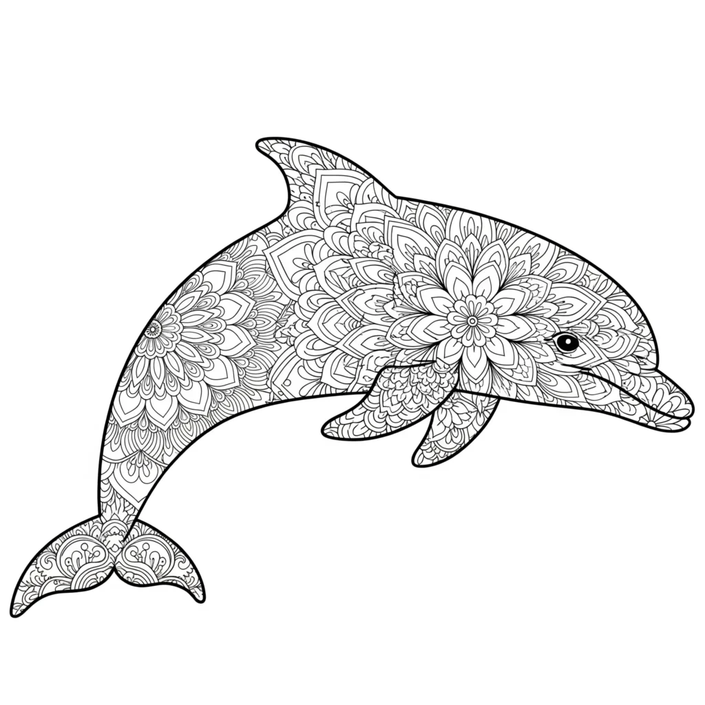delfin malvorlage zum ausdrucken kostenlos als mandala motiv für kinder als pdf