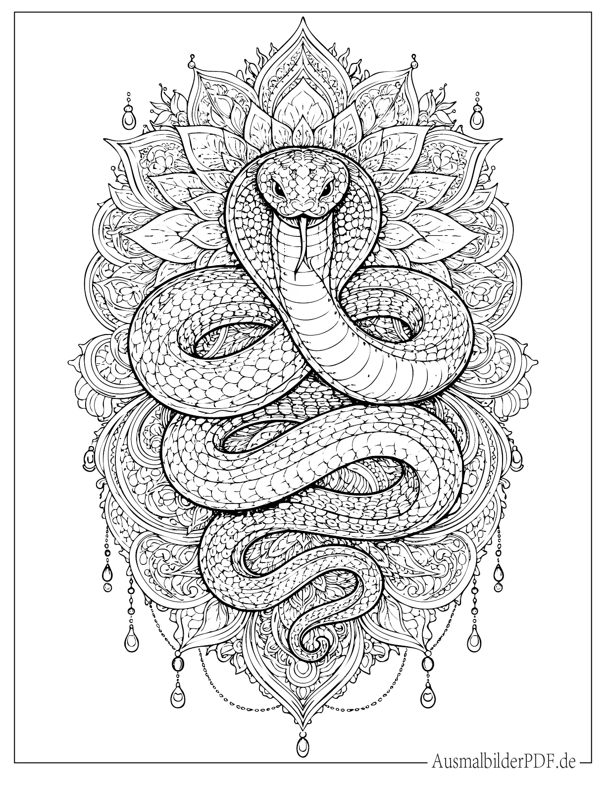 20 Schlange Ausmalbilder (Kostenlose PDF zum Ausdrucken) Detaillierte Schlangen Mandala Malvorlage für Erwachsene
