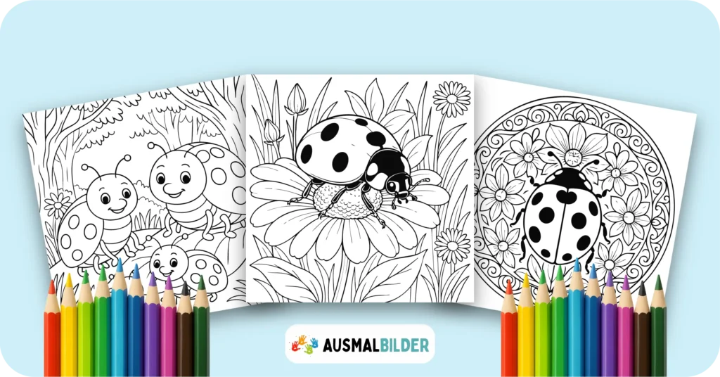 Marienkäfer Ausmalbilder kostenlose Malvorlagen zum Ausdrucken für Kinder und Erwachsene