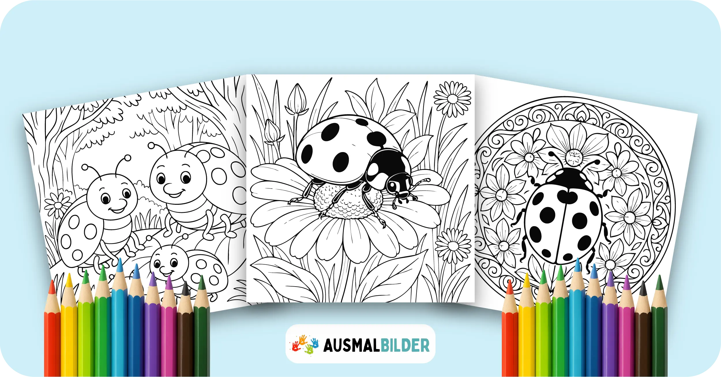 Marienkäfer Ausmalbilder kostenlose Malvorlagen zum Ausdrucken für Kinder und Erwachsene