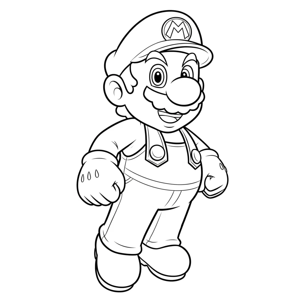 Mario Ausmalbilder, als PDF-Vorlage kostenlos zum Ausdrucken – ideal für Kinder, die Mario lieben