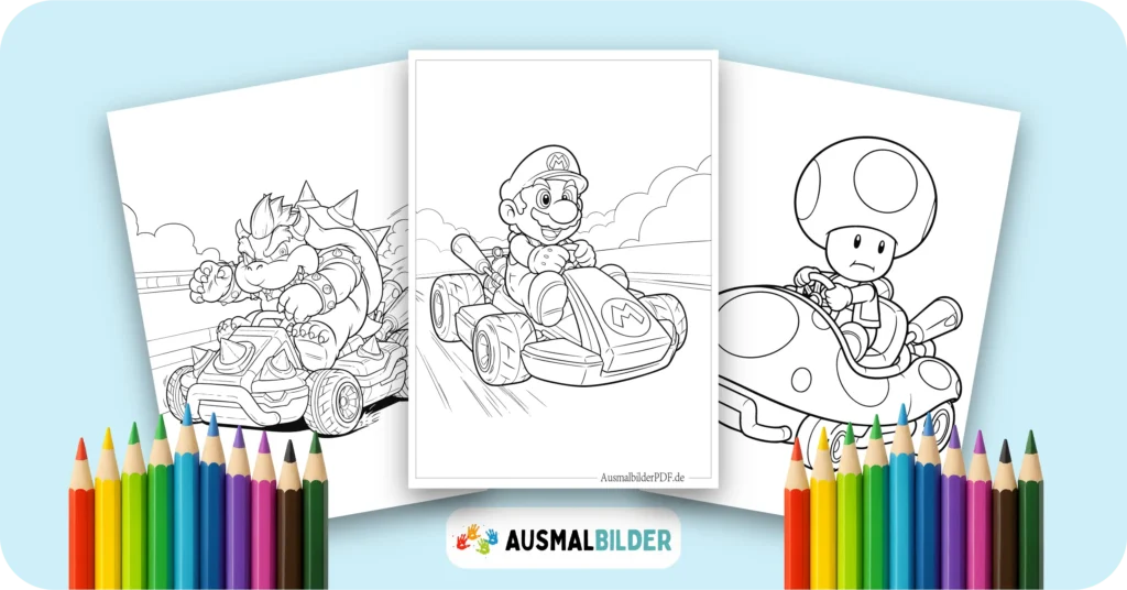 Mario Kart Ausmalbilder kostenlose Malvorlagen zum Ausdrucken für Kinder und Erwachsene