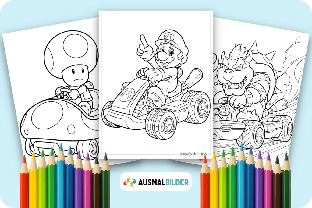 20+ Mario Kart Ausmalbilder (Gratis Malvorlagen zum drucken) Rasante Mario Kart Ausmalbilder für kleine Rennfahrer Fans zum Ausdrucken