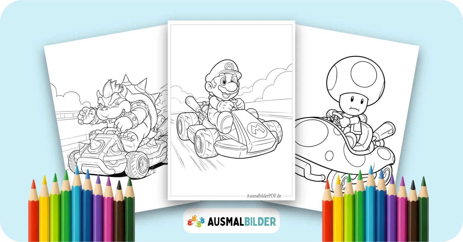 Mario Kart Ausmalbilder kostenlose Malvorlagen zum Ausdrucken für Kinder und Erwachsene