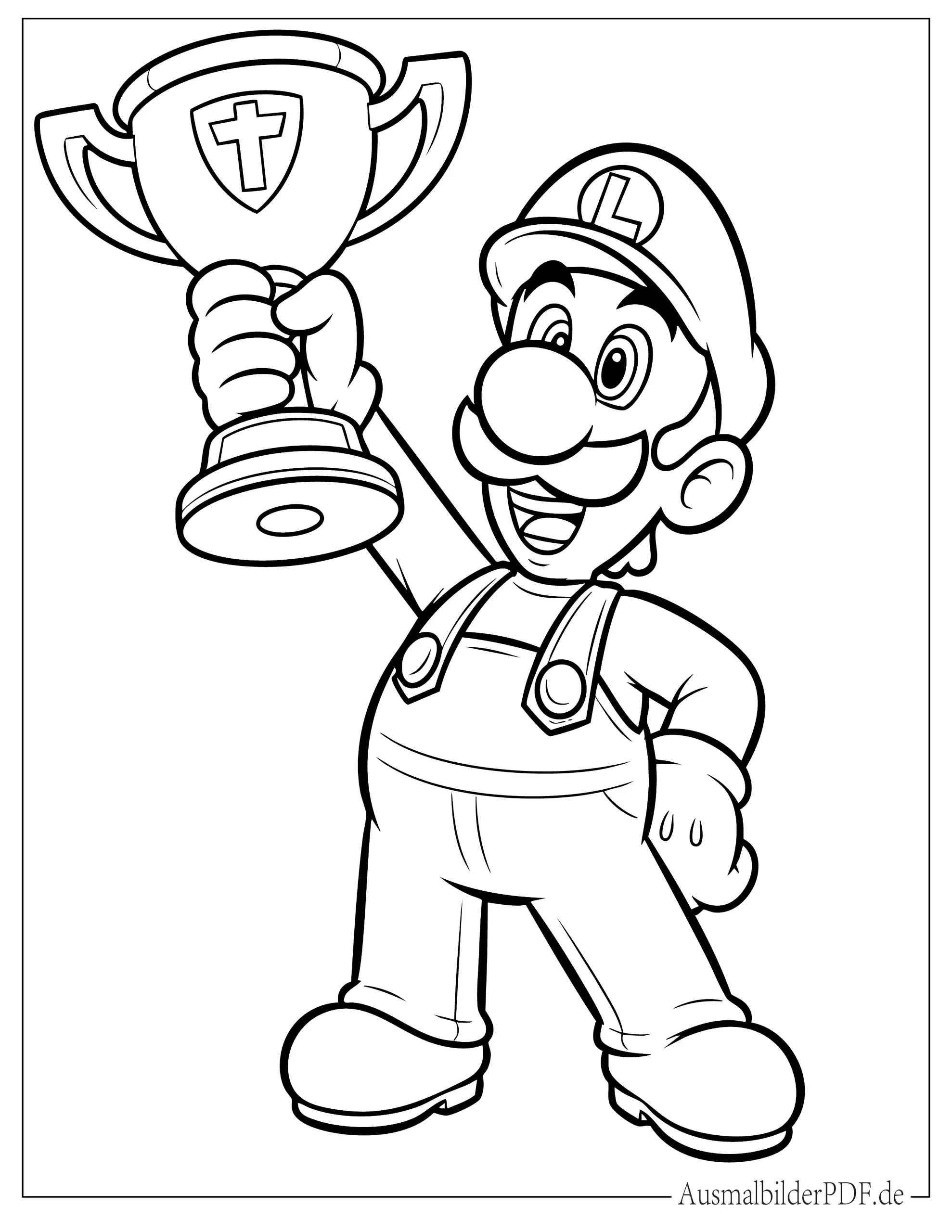 10+ Luigi Ausmalbilder (Kostenlos Malvorlagen zum Ausdrucken) Mario Kart Luigi gewinnt Pokal Ausmalbild