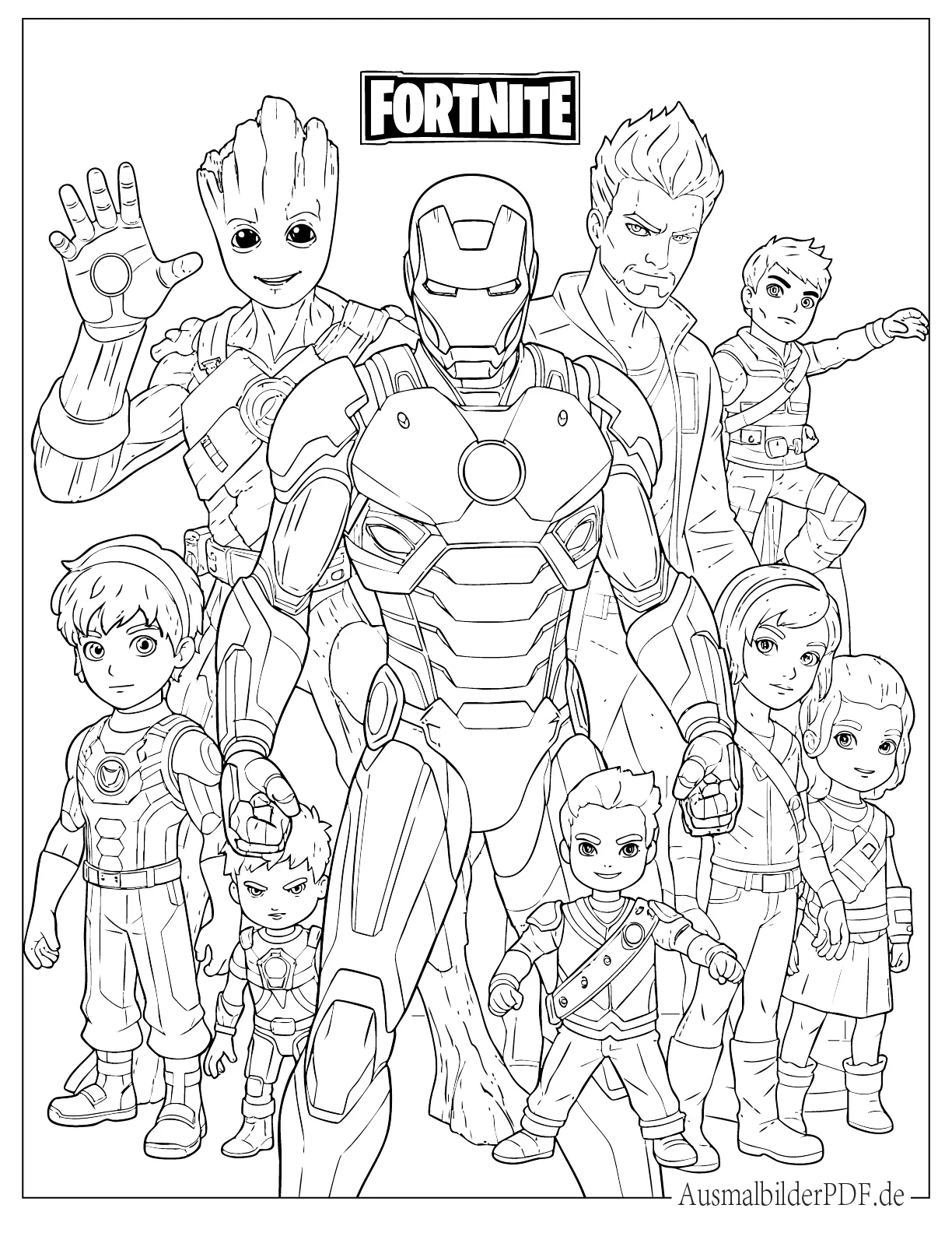 Marvel Fortnite mit Iron Man Groot und mehr zum Ausmalen