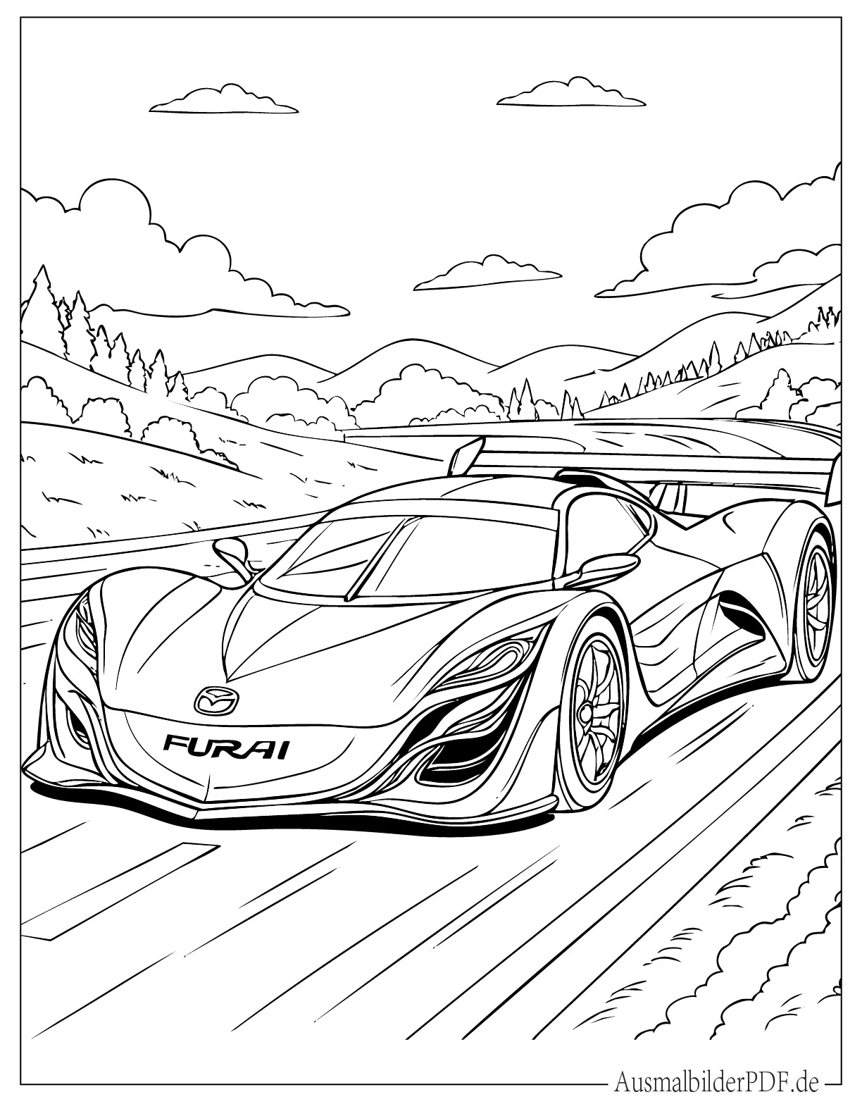 Mazda Furai Rennwagen Ausdruckbare Ausmalbild