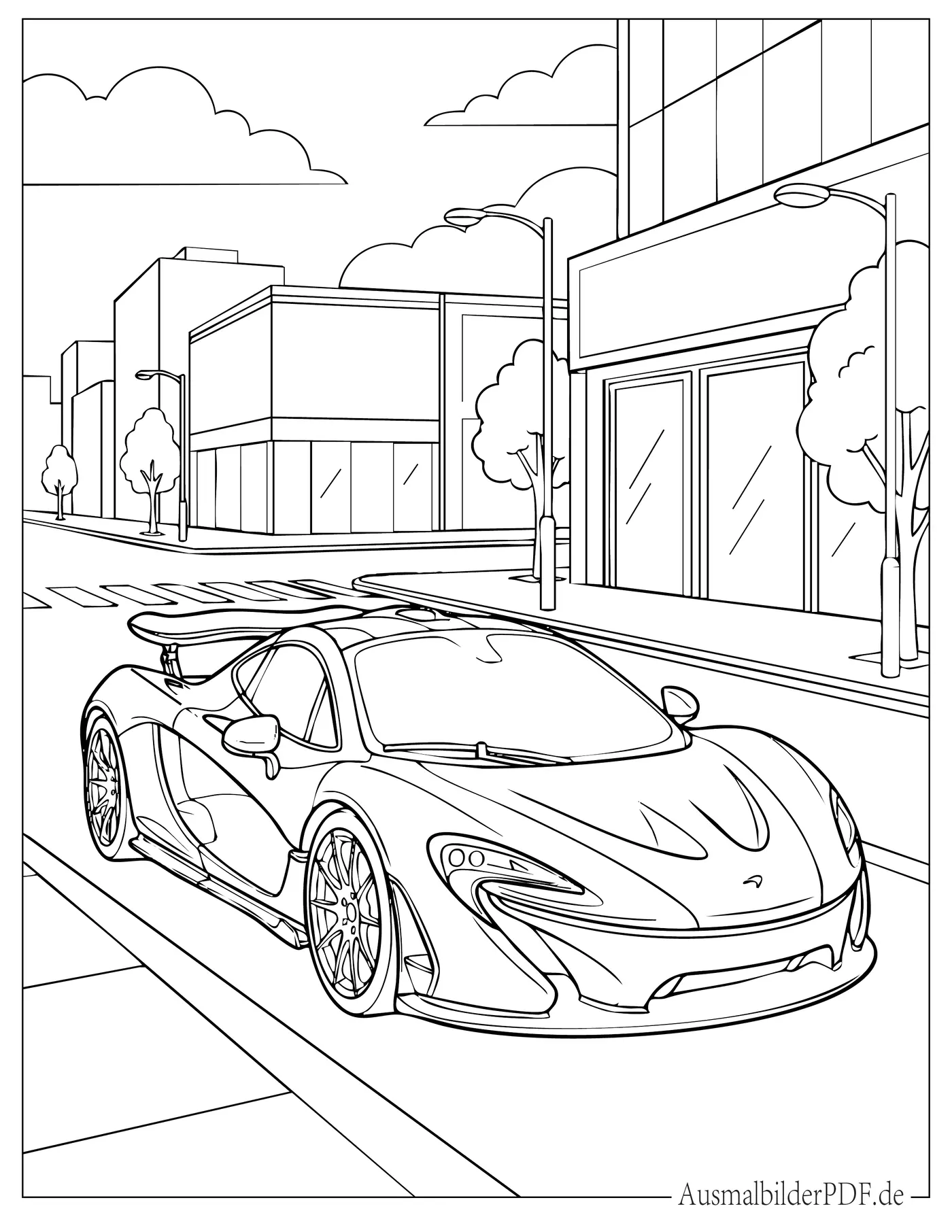 10+ McLaren Ausmalbilder (Gratis Malvorlagen zum Ausdrucken) Realistischer McLaren P1 in der Stadt Ausdruckbare Ausmalbild