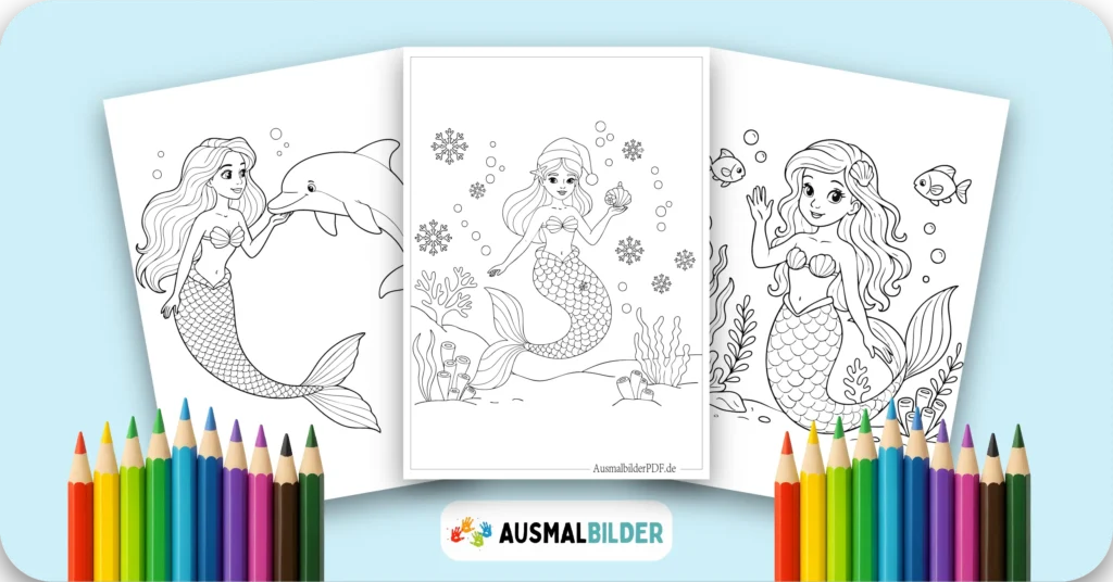Meerjungfrau Ausmalbilder kostenlose Malvorlagen zum Ausdrucken für Kinder und Erwachsene