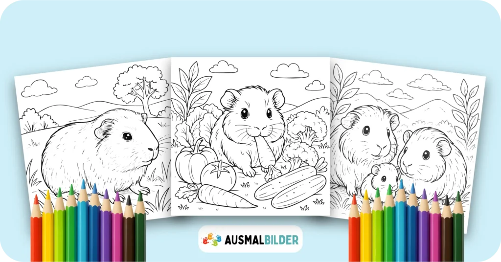 Meerschweinchen Ausmalbilder kostenlose Malvorlagen zum Ausdrucken für Kinder und Erwachsene