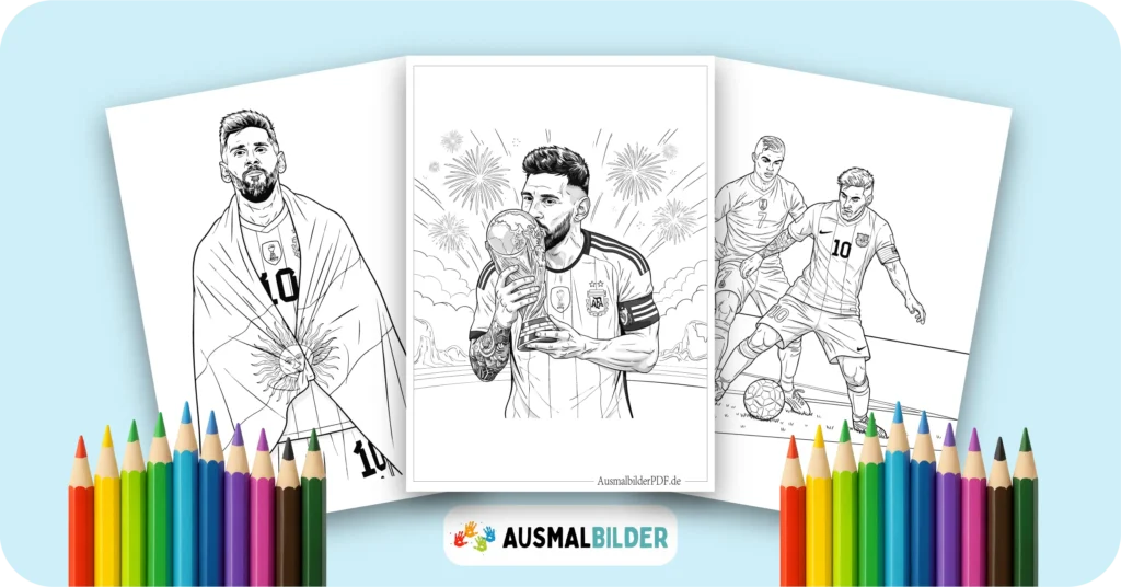 Messi Ausmalbilder kostenlose Malvorlagen zum Ausdrucken für Kinder und Erwachsene
