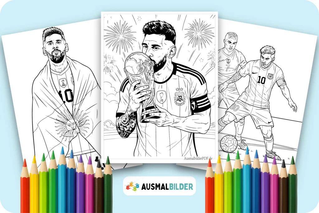 Messi Ausmalbilder kostenlose Malvorlagen zum Ausdrucken für Kinder und Erwachsene