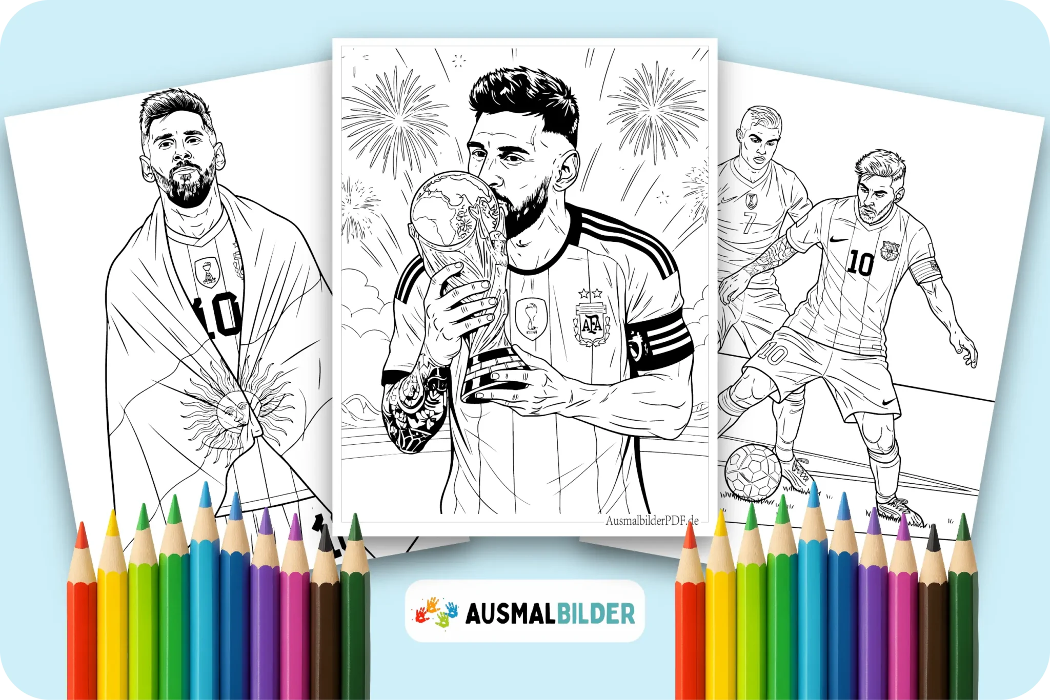 Messi Ausmalbilder kostenlose Malvorlagen zum Ausdrucken für Kinder und Erwachsene