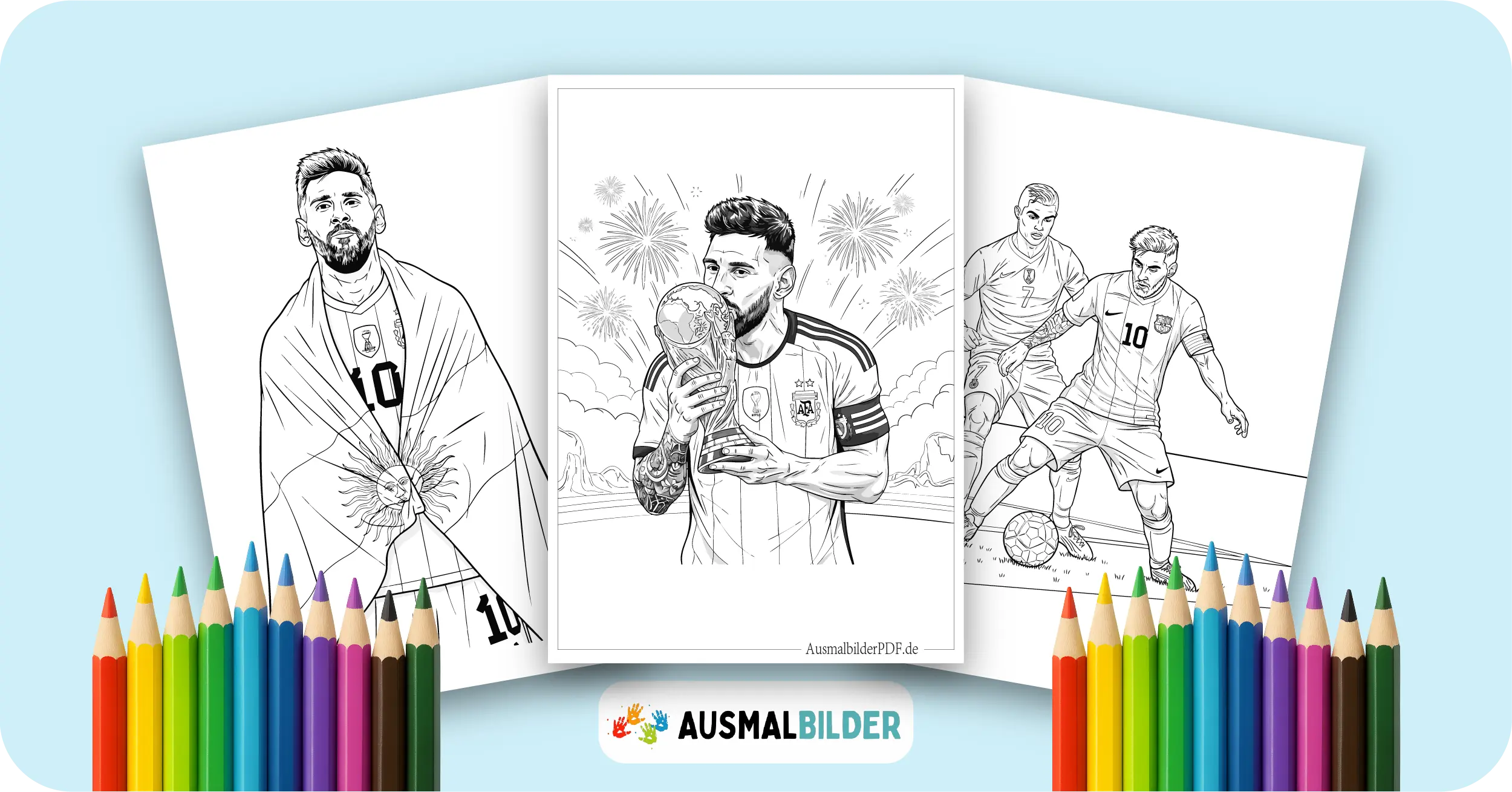 Messi Ausmalbilder kostenlose Malvorlagen zum Ausdrucken für Kinder und Erwachsene
