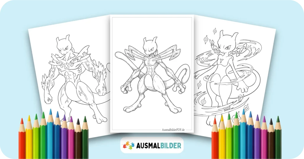 Mewtu Ausmalbilder kostenlose Malvorlagen zum Ausdrucken für Kinder und Erwachsene