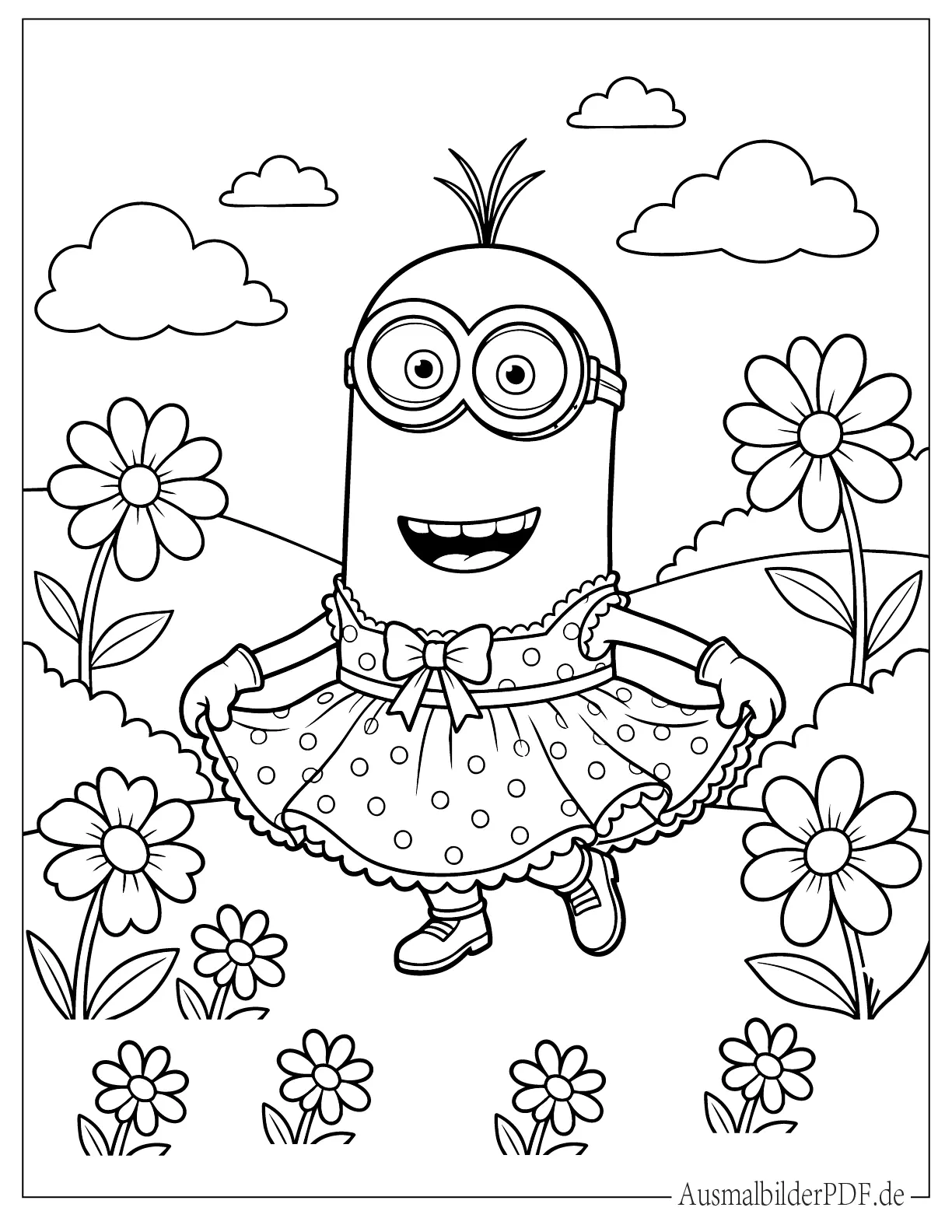 Minion Kevin im Kleid Ausmalvorlage