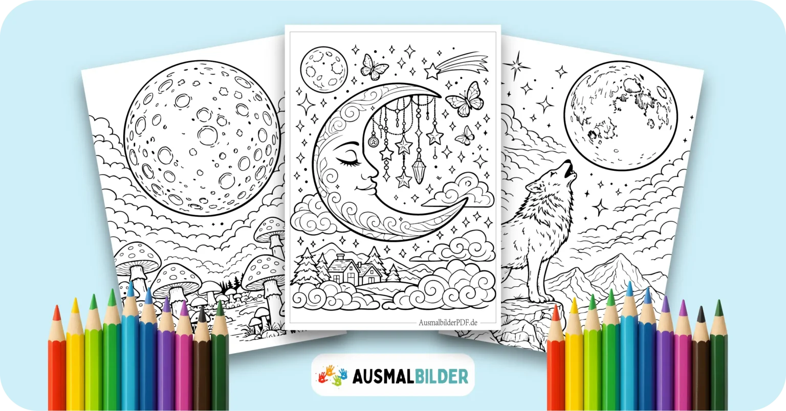 10 Mond Ausmalbilder (Gratis zum Ausdrucken und Ausmalen) Mond Ausmalbilder kostenlose Malvorlagen zum Ausdrucken für Kinder und Erwachsene