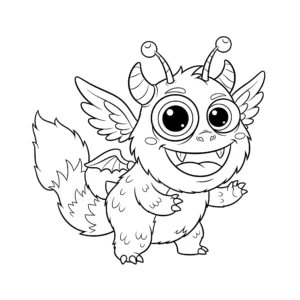 Ein Monster Ausmalbilder einfach gestaltet für Kinder kostenlos zum Ausdrucken und Ausmalen zuhause