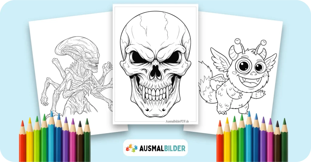 14 Monster Ausmalbilder (Malvorlage für Kinder und Erwachsene) Monster Ausmalbilder kostenlose Malvorlagen zum Ausdrucken für Kinder und Erwachsene