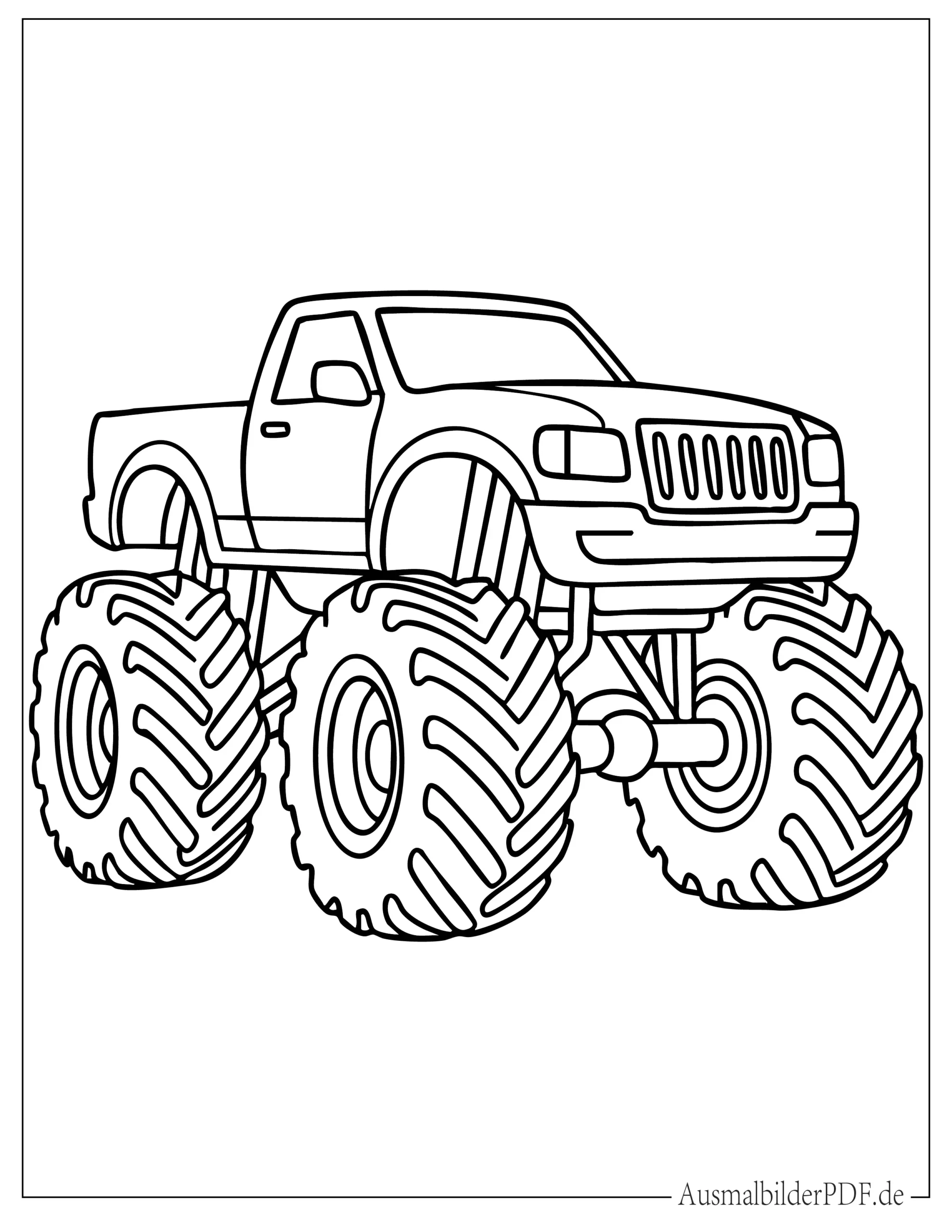20 MonsterTruck Ausmalbilder (Gratis Vorlagen zum drucken) Einfaches Monstertruck Malvorlage für Vorschulkinder