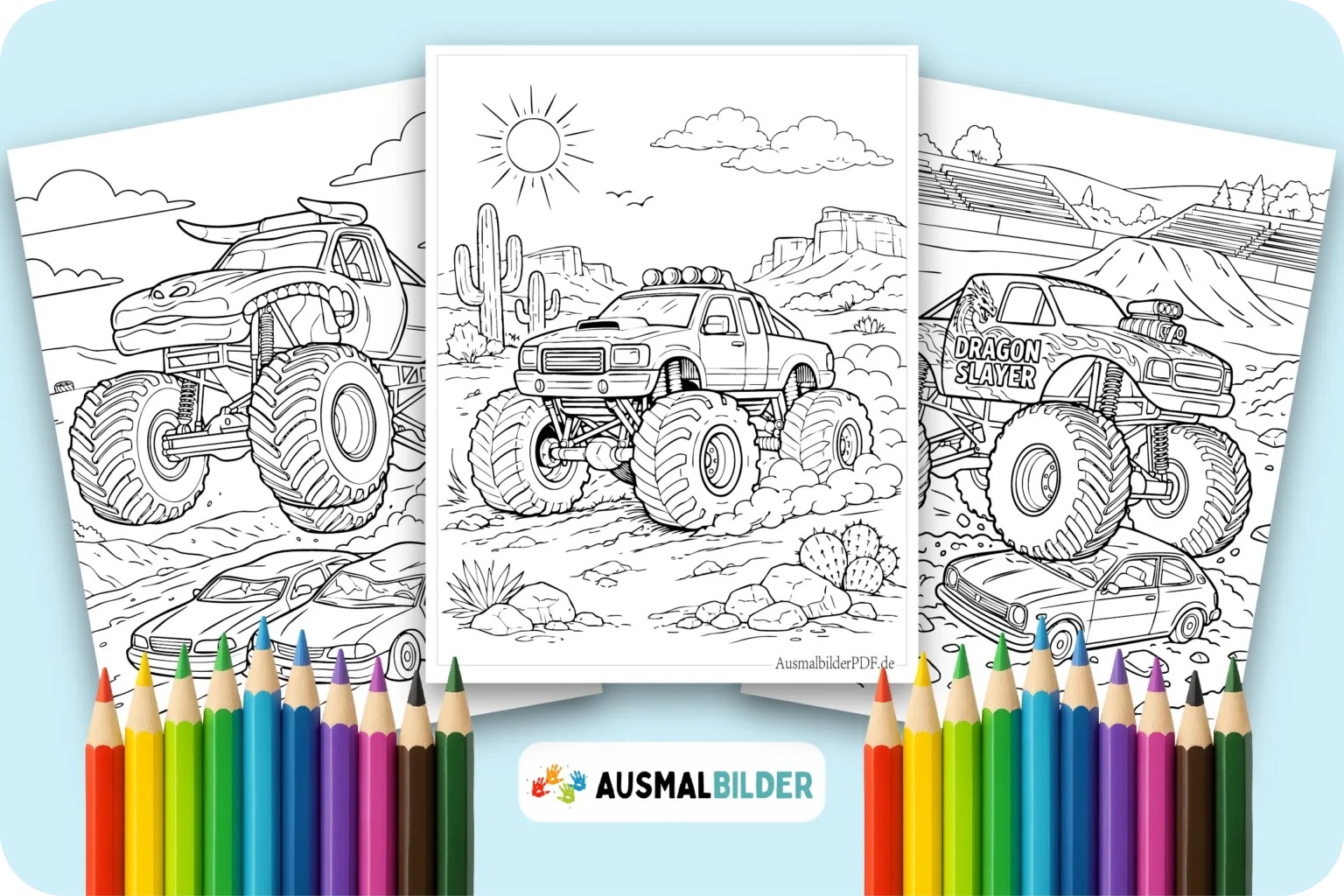 MonsterTruck Ausmalbilder kostenlose Malvorlagen zum Ausdrucken für Kinder