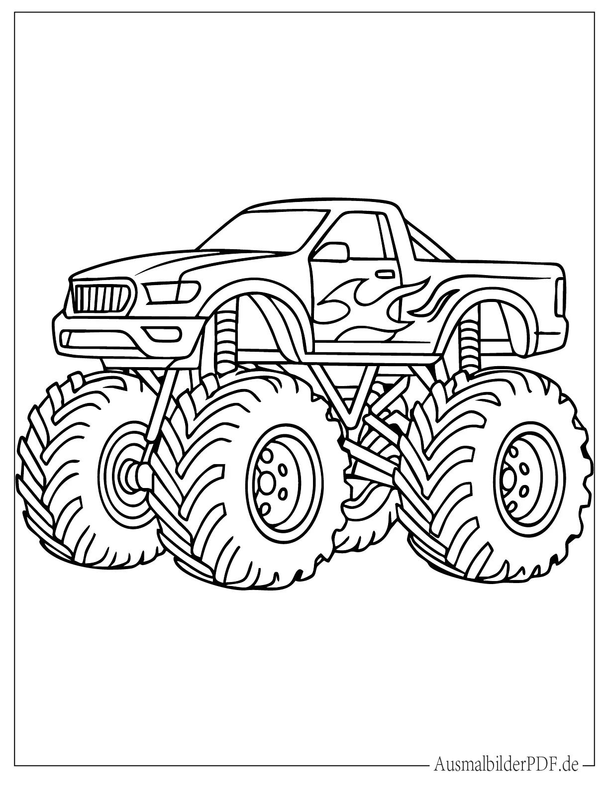 20 MonsterTruck Ausmalbilder (Gratis Vorlagen zum drucken) Einfacher Monster Truck Umriss für Vorschulkinder zum Ausmalen
