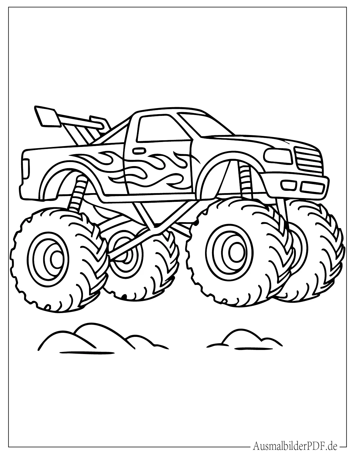 20 MonsterTruck Ausmalbilder (Gratis Vorlagen zum drucken) Monstertruck Malvorlage für Kinder mit einfachen Umrissen