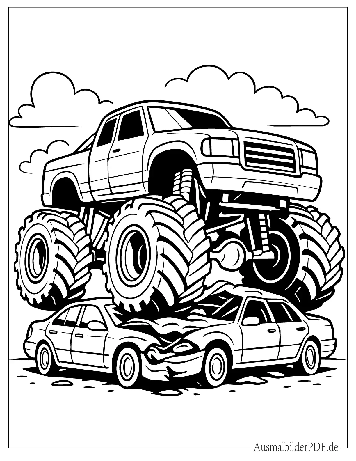 20 MonsterTruck Ausmalbilder (Gratis Vorlagen zum drucken) Monstertruck zerstört Autos Malvorlage