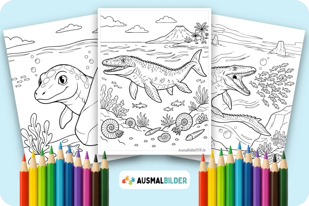 Dinosaurier Mosasaurus Ausmalbilder zum Ausdrucken für Kinder jeden Alters
