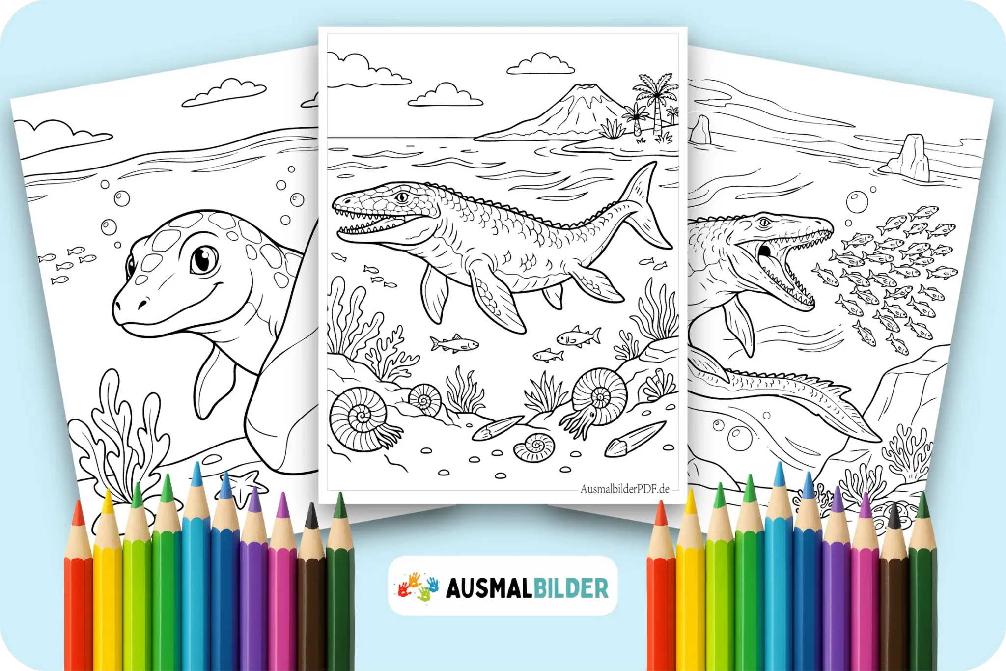Dinosaurier Mosasaurus Ausmalbilder zum Ausdrucken für Kinder jeden Alters
