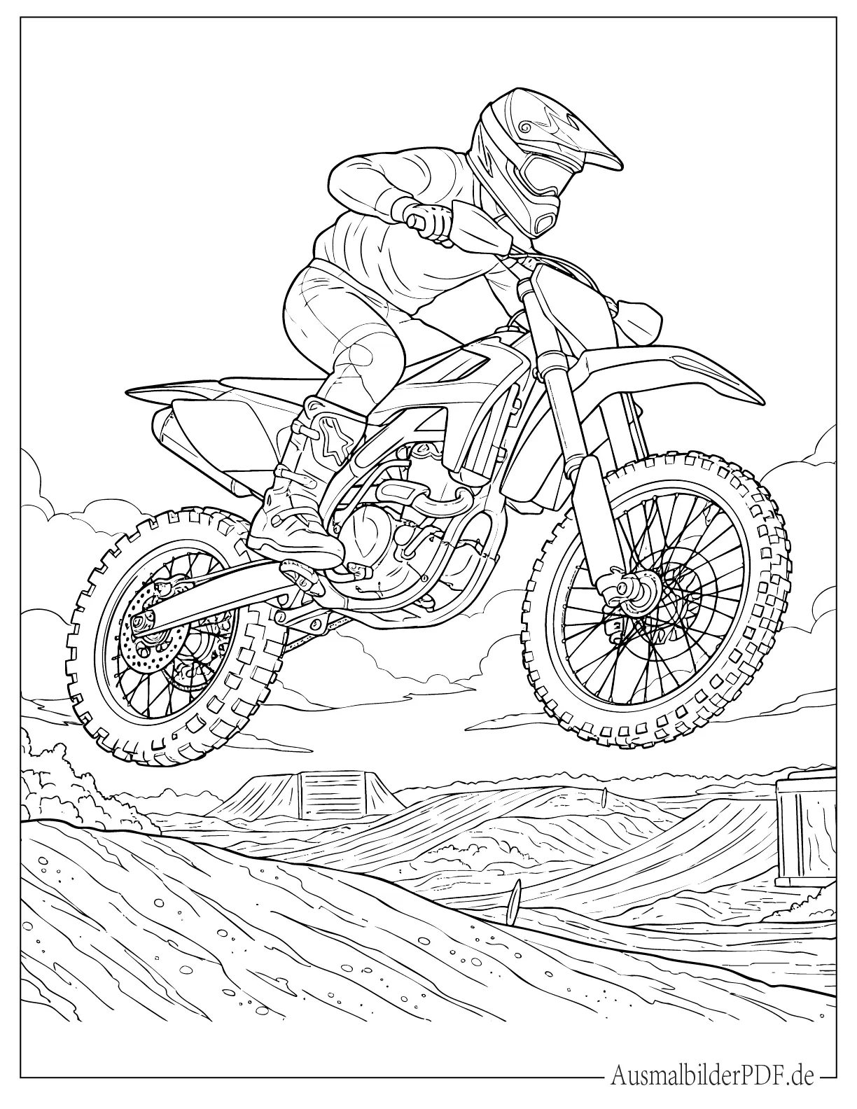 Motocross führt Stunt aus Ausmalvorlage