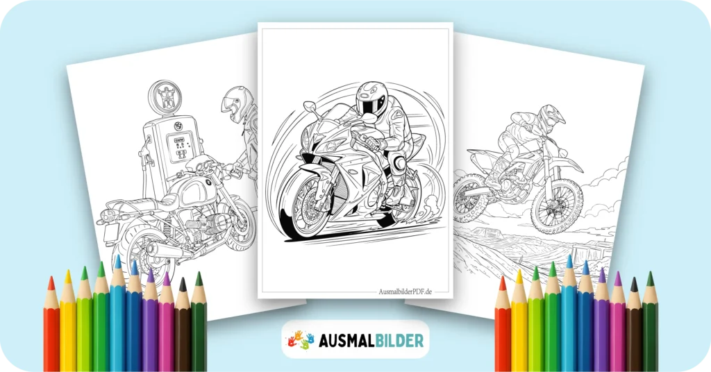 Motorrad Ausmalbilder kostenlose Malvorlagen zum Ausdrucken für Kinder und Erwachsene