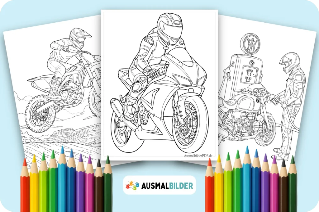 Motorrad Ausmalbilder kostenlose Malvorlagen zum Ausdrucken für Kinder und Erwachsene