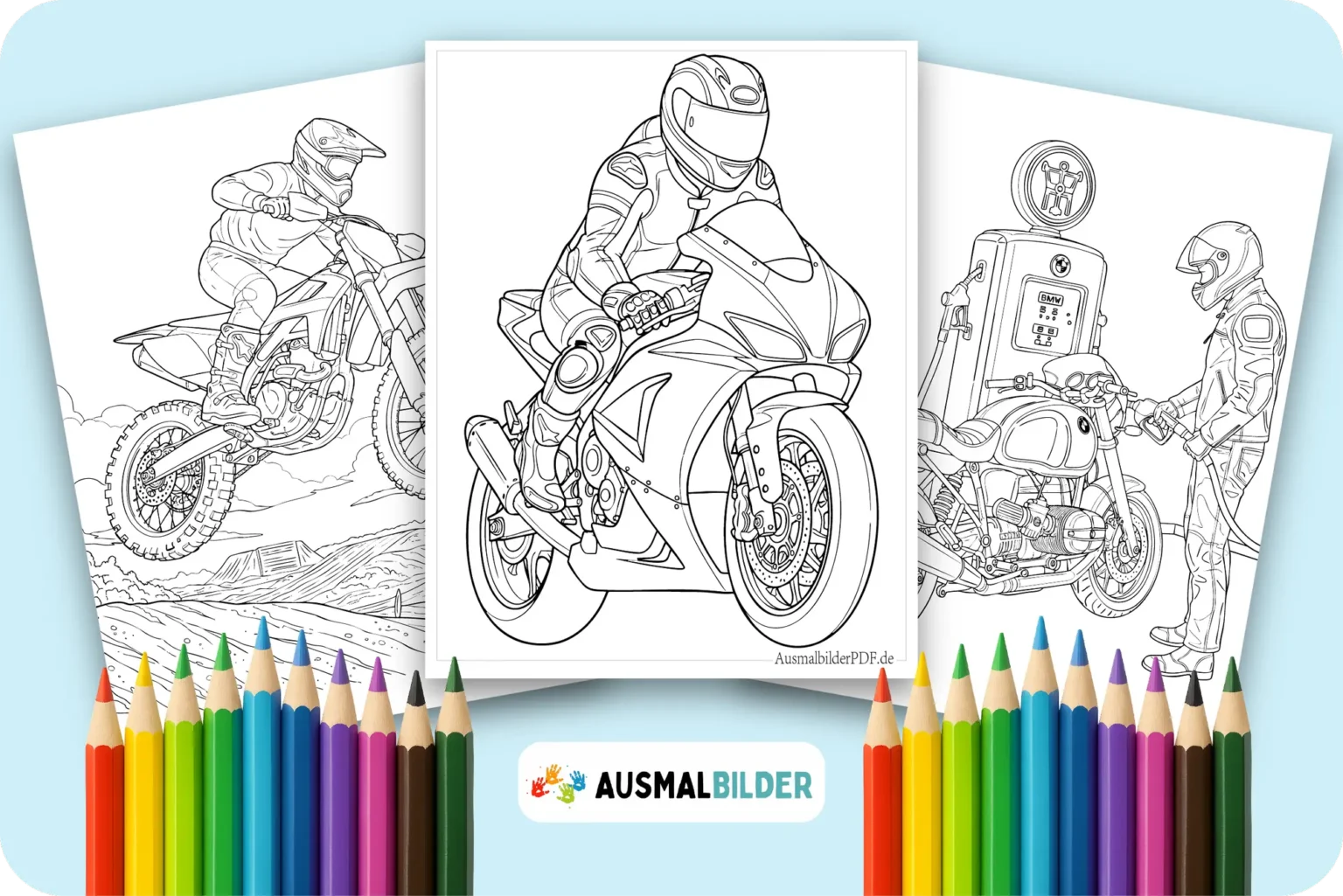 Motorrad Ausmalbilder kostenlose Malvorlagen zum Ausdrucken für Kinder und Erwachsene