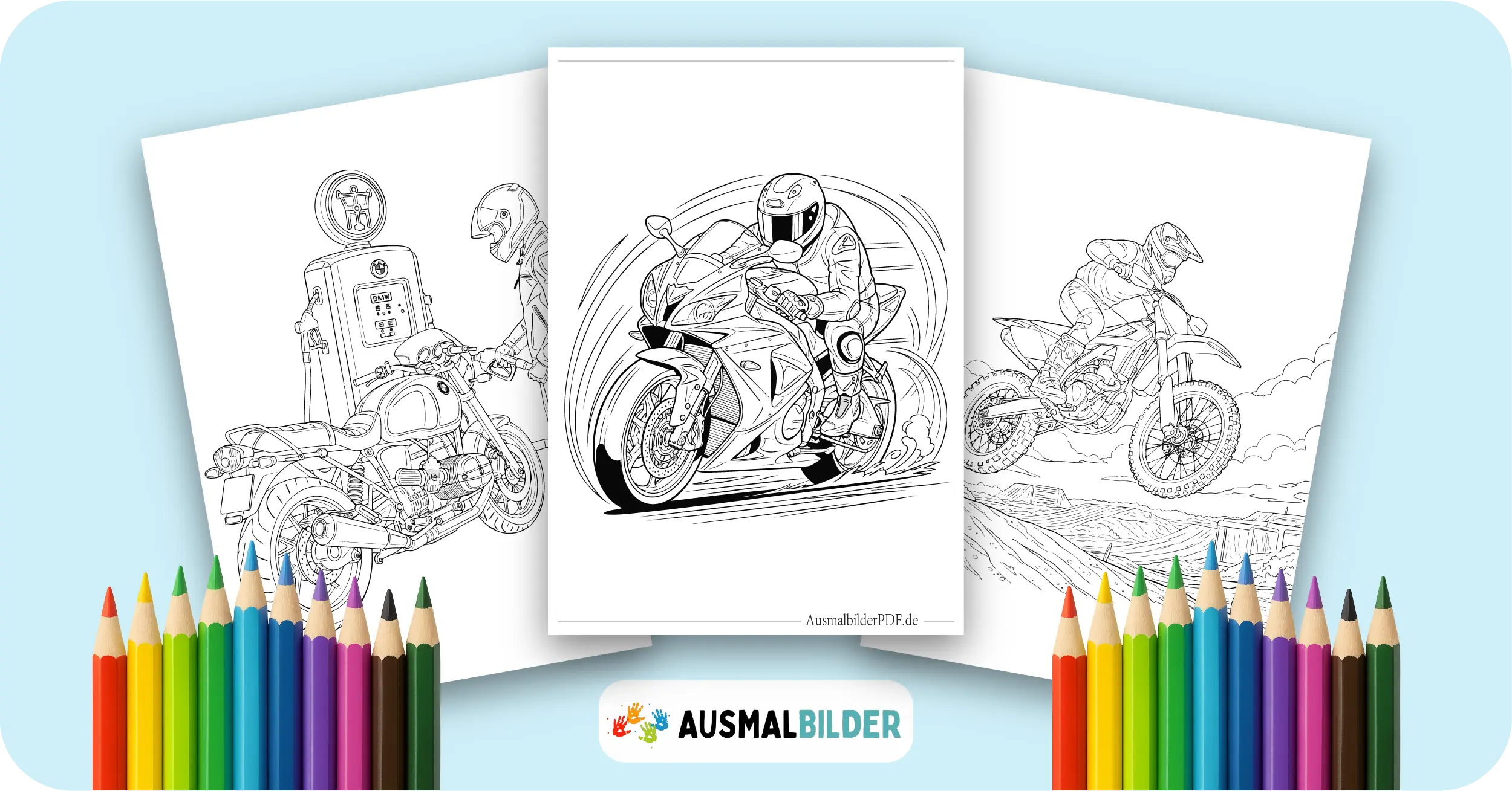 Motorrad Ausmalbilder kostenlose Malvorlagen zum Ausdrucken für Kinder und Erwachsene