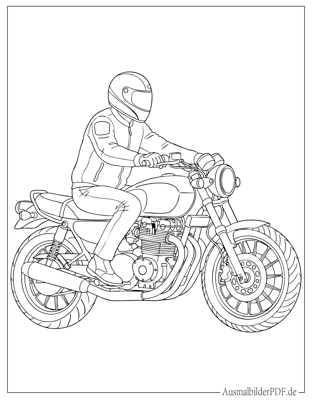 Einfaches Motorrad mit Fahrer Ausmalbild