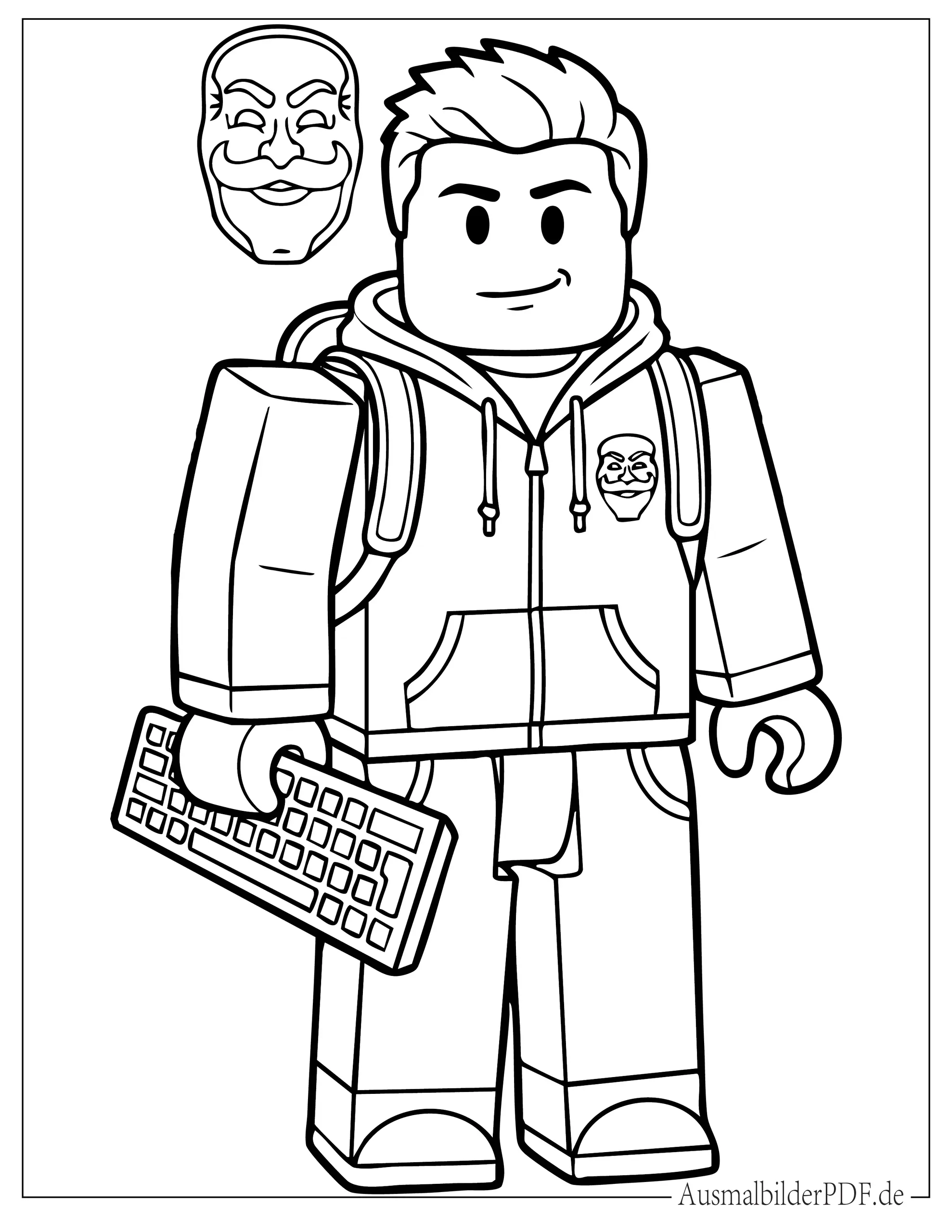 Mr Robot Roblox Charakter hält Tastatur zum Ausmalen