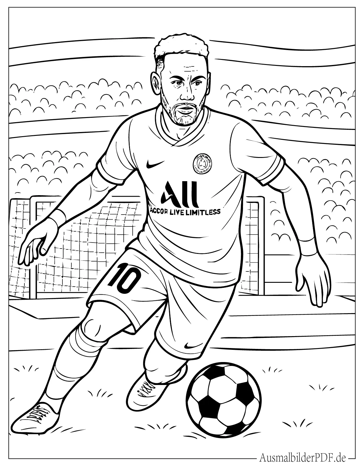 Ausmalbild von Neymar spielt Fußball