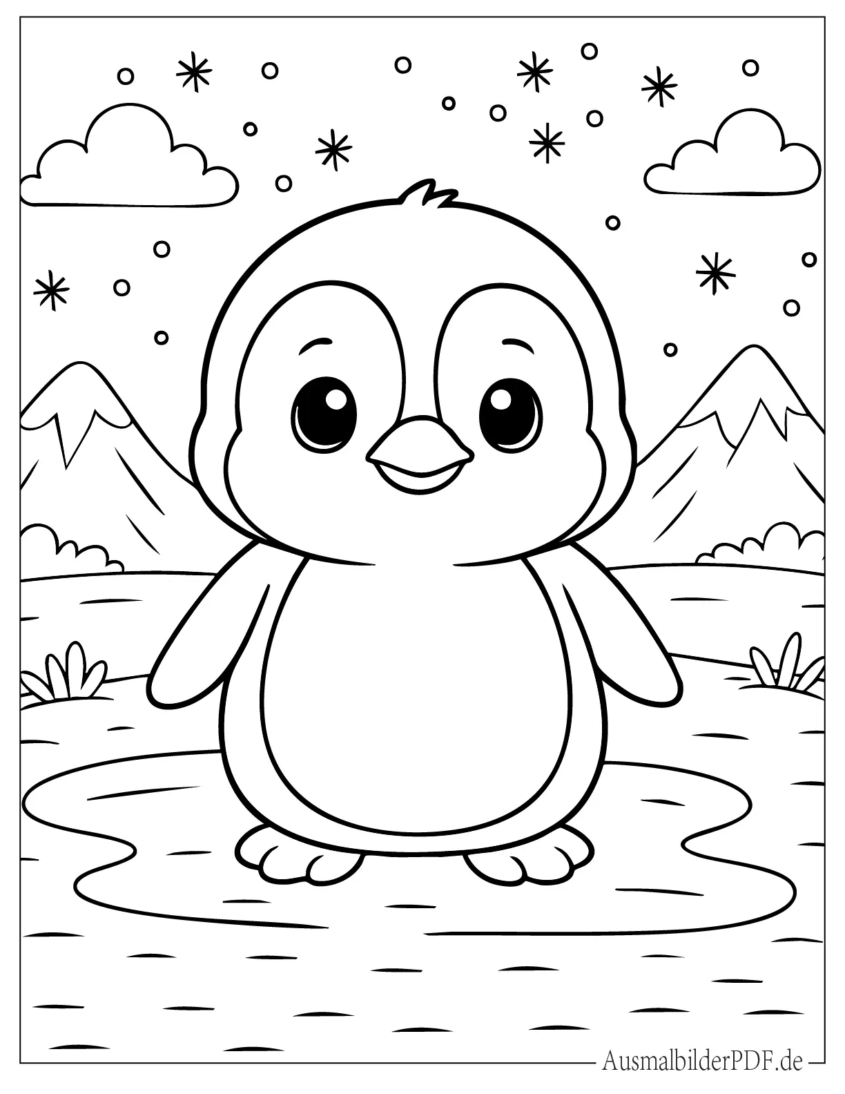 Niedlich Baby Pinguin Ausmalvorlage