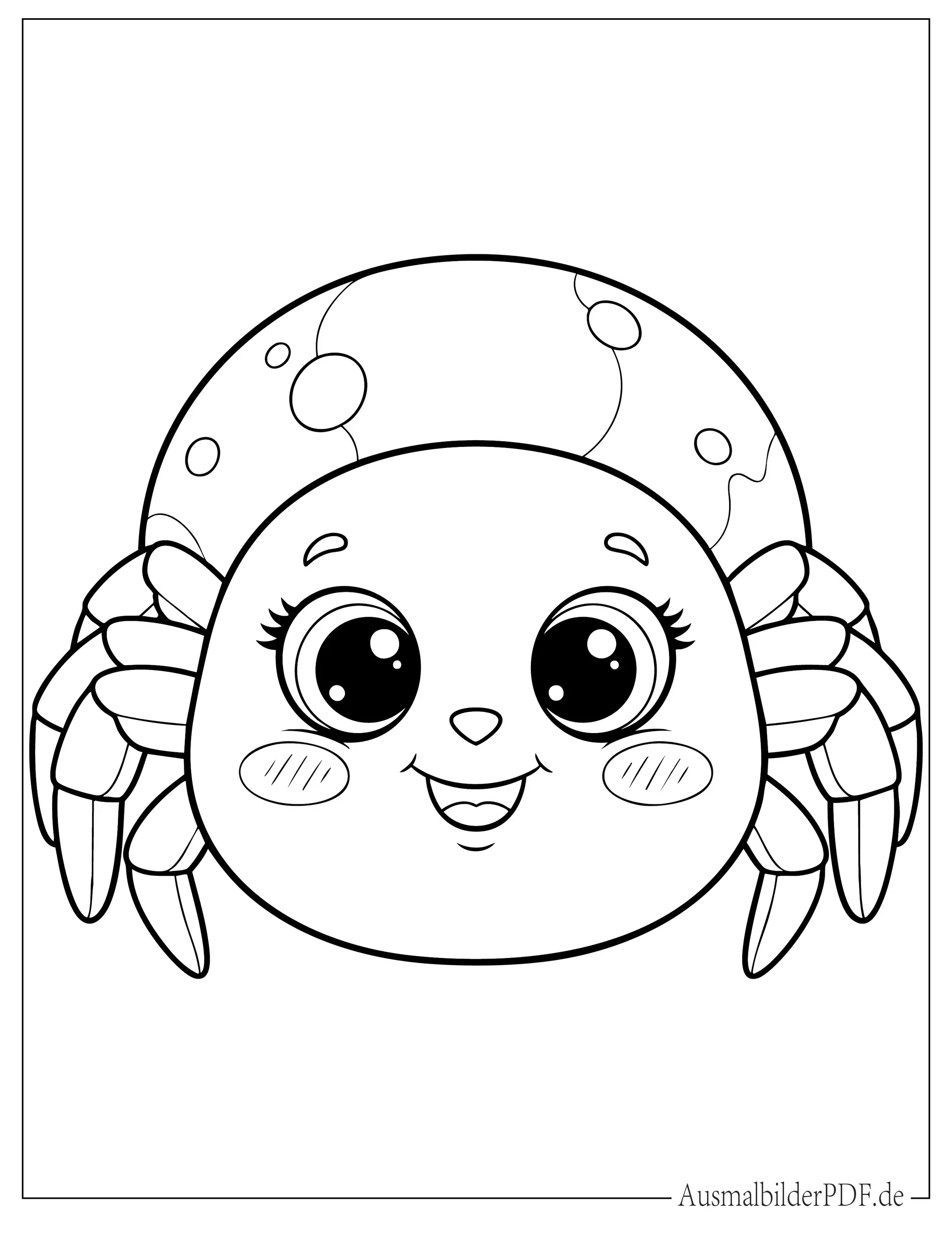 Niedliche Cartoon Spinne mit großen Augen zum Ausmalen für Kinder