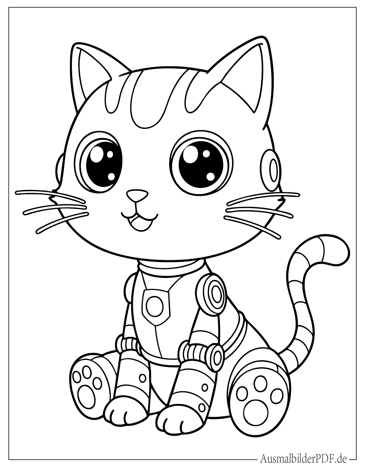 Niedliche Roboterkatze Ausdruckbare Ausmalbild