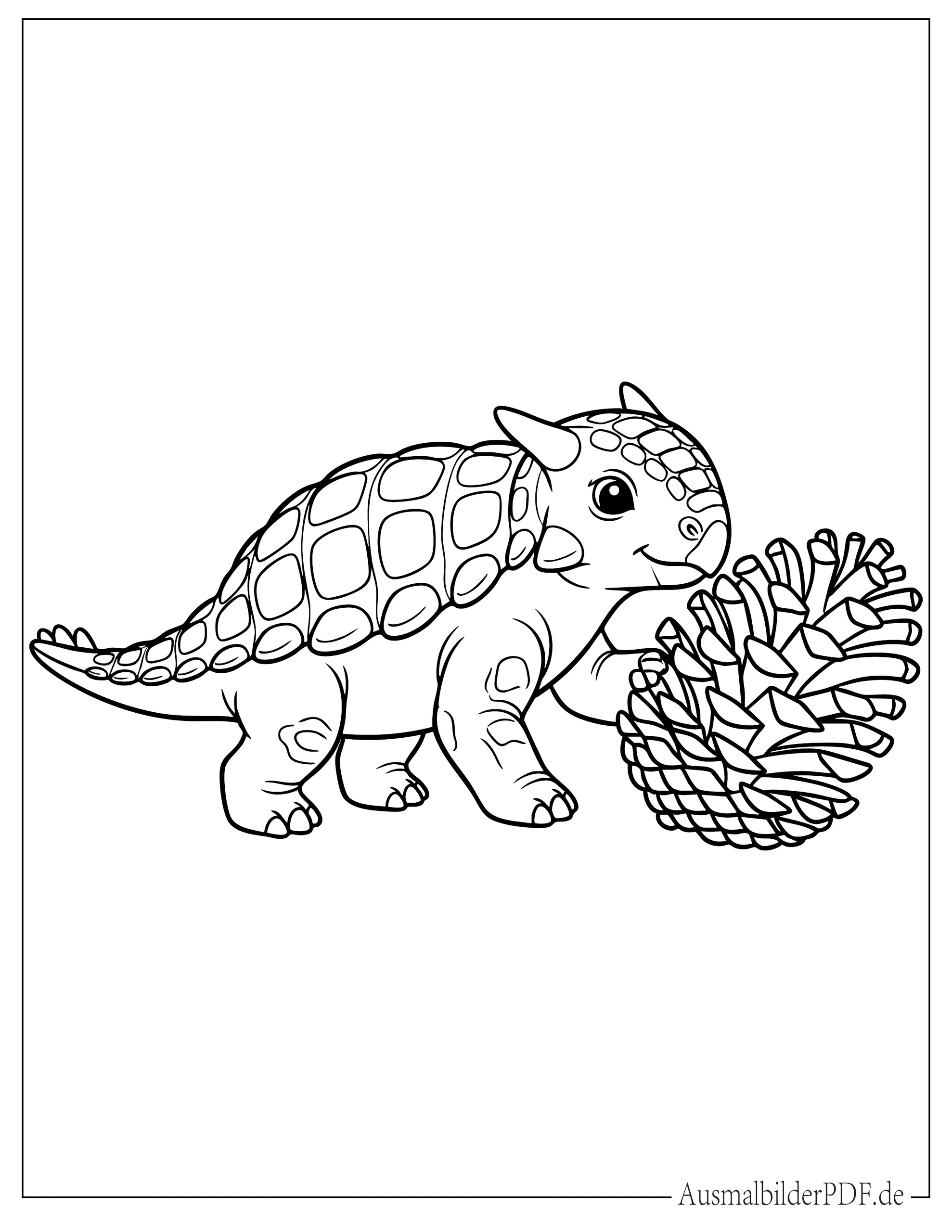 Niedlicher Baby Dino Ankylosaurus Zum Ausmalen