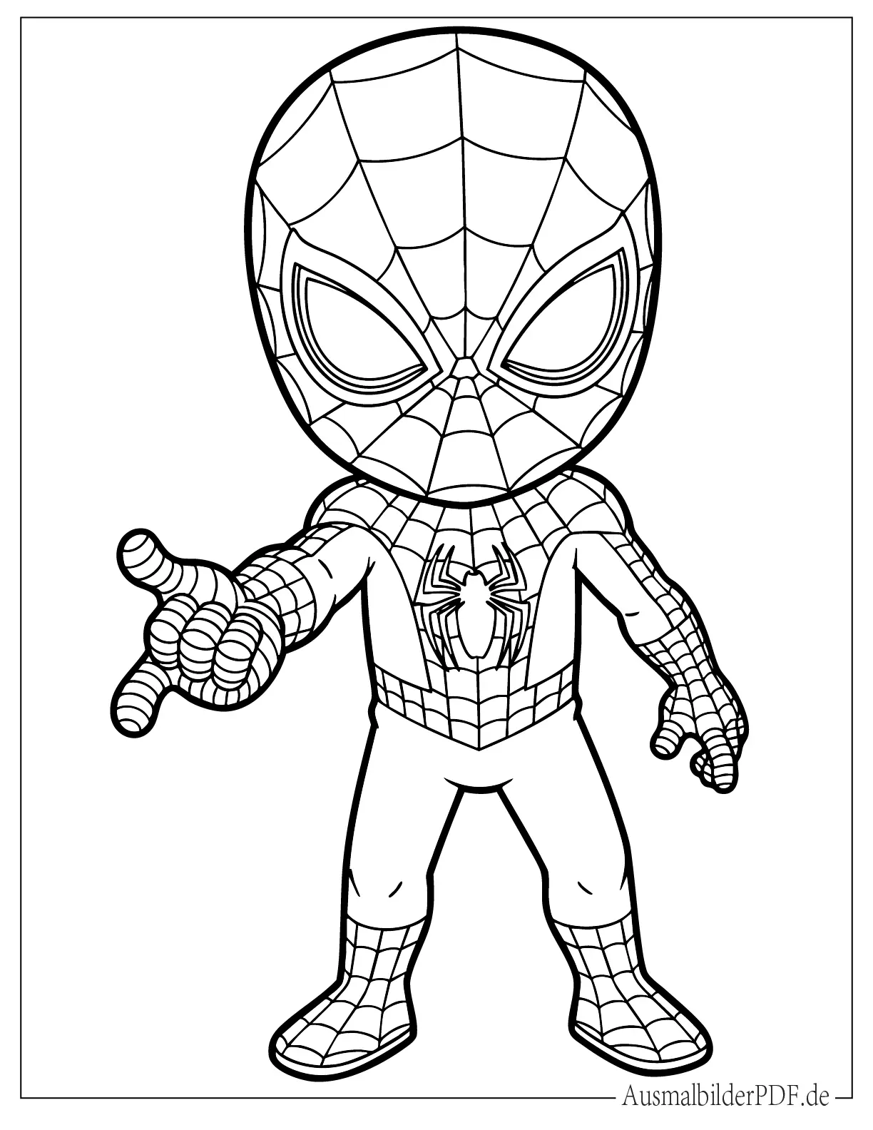 Niedliches Baby Spiderman Ausmalbild für Kinder