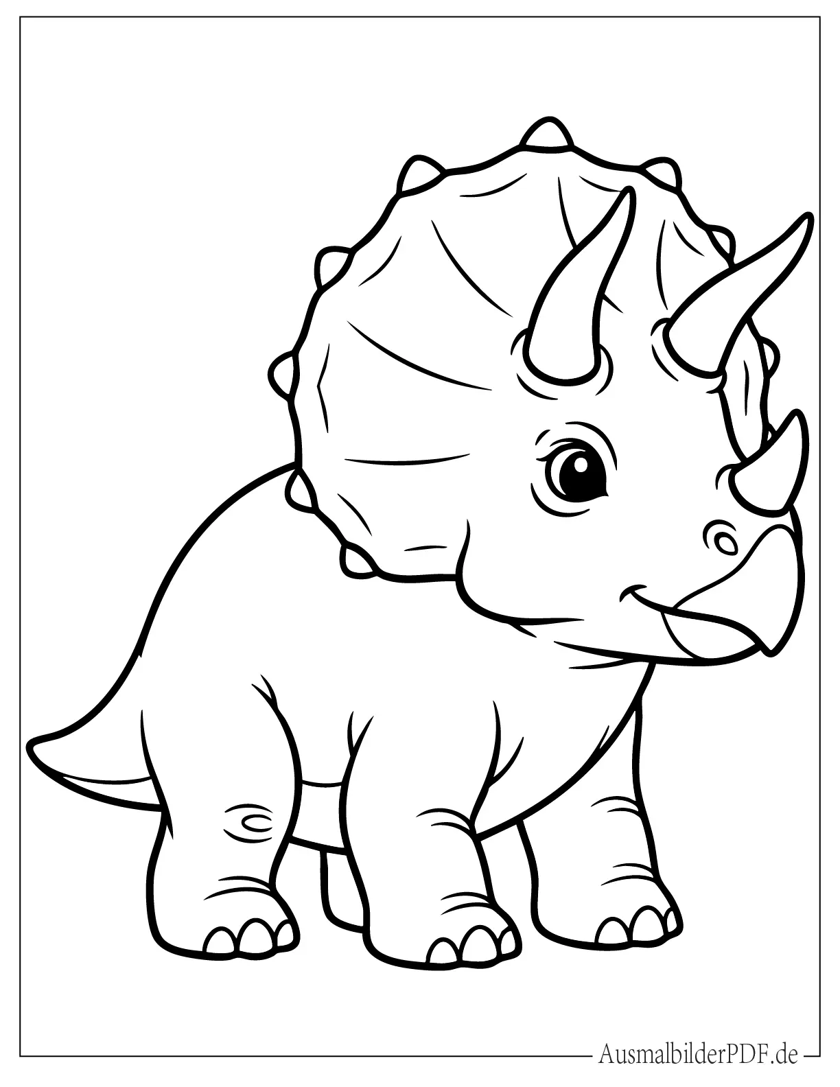 Niedlicher Baby Triceratops Ausmalbild für kleine Kinder