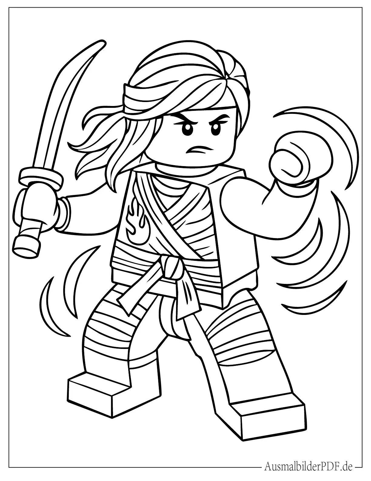 Lego Ninjago Skylor mit Schwert Ausmalbild