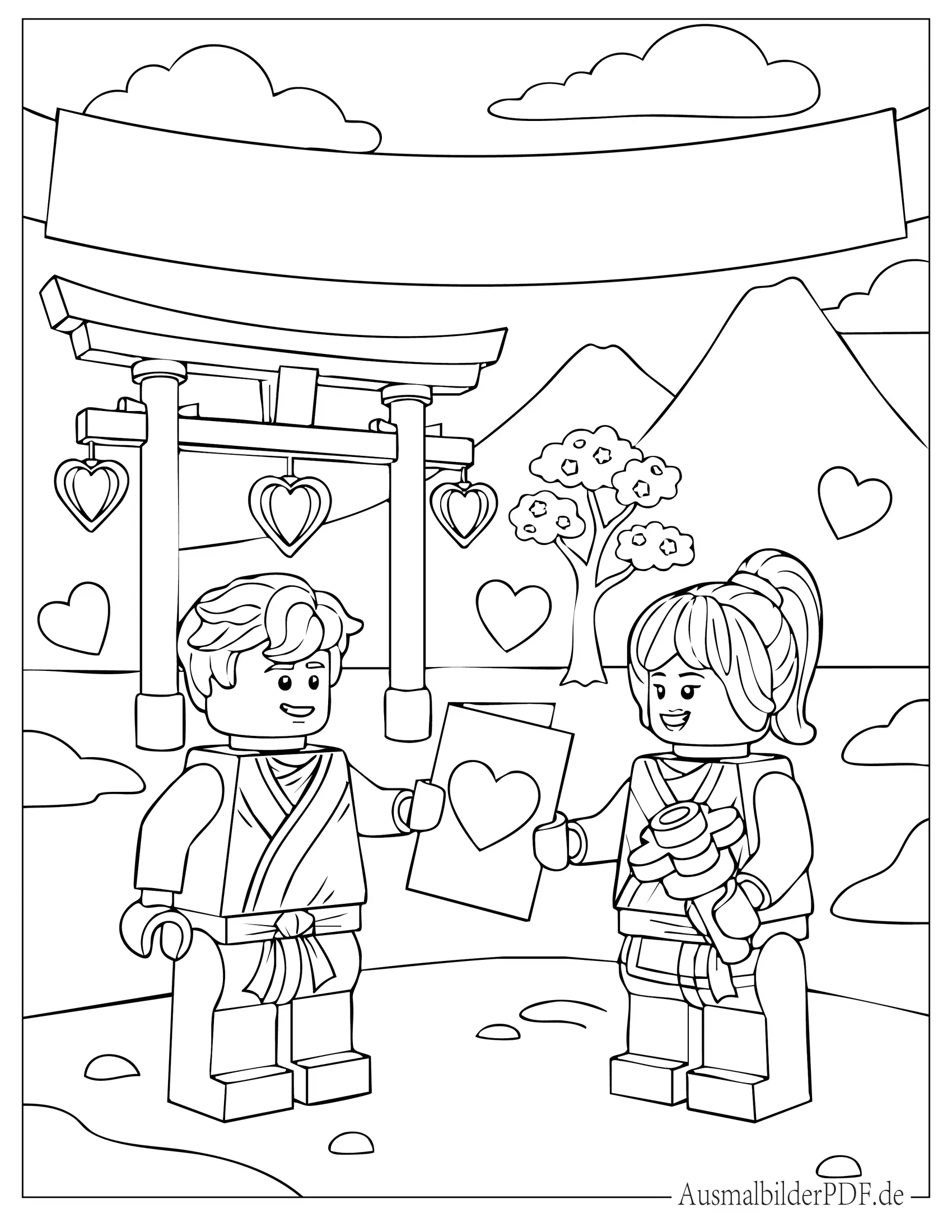 Lego Ninjago Valentinstag Thema Ausmalbild