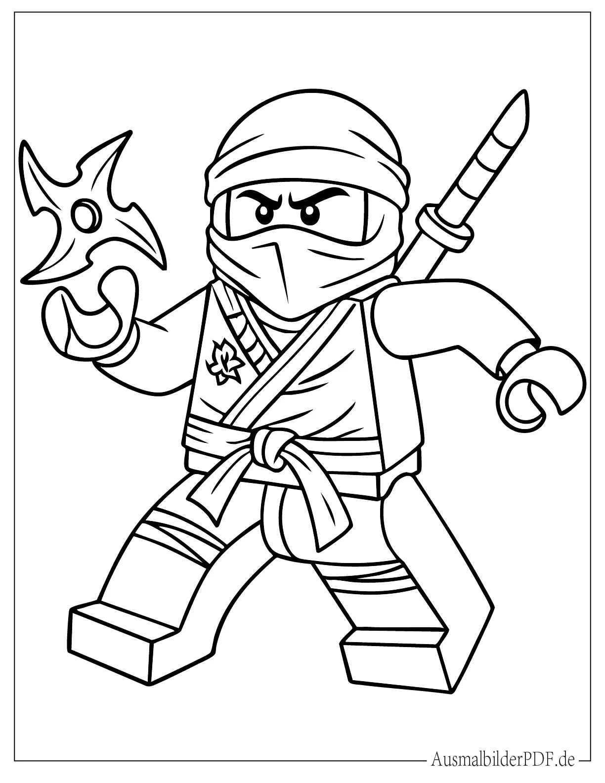Lego Ninjago Ninja mit Wurfstern Ausmalbild